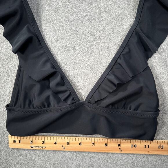 Aerie Triangle Ruffle Strap Bikini Swim Top Women's Small Black Beach Vacation - Picture 4 of 7